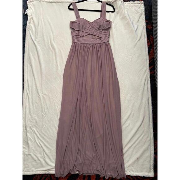 Birdie Grey Mauve Dress Sheer Cutouts Bridesmaid Evening Gown medium full length - Picture 3 of 14